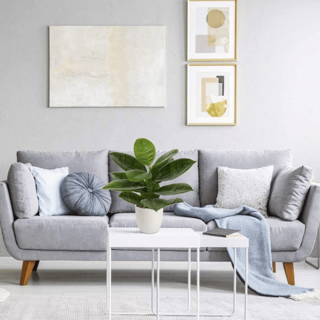 18-Inch Artificial Fiddle Leaf Fig Plant in White Pot