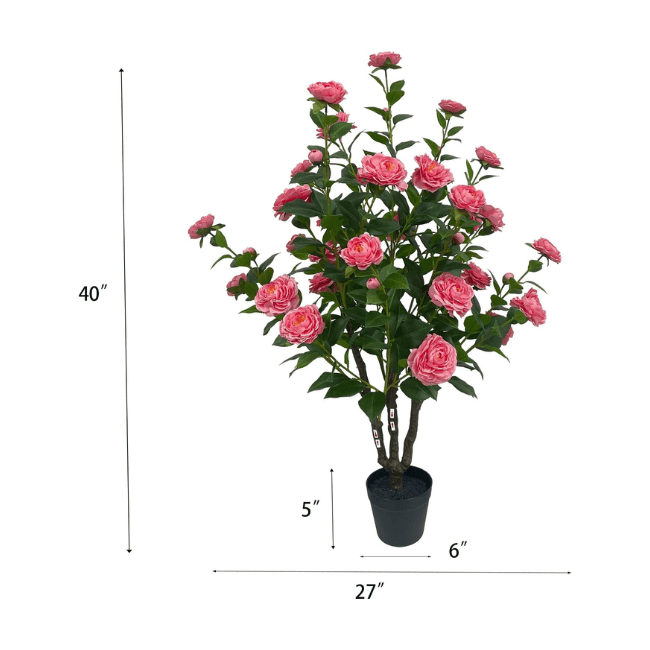 Artificial Camellia Flowering Tree – Vibrant Silk-Style Blooms & Lush Foliage