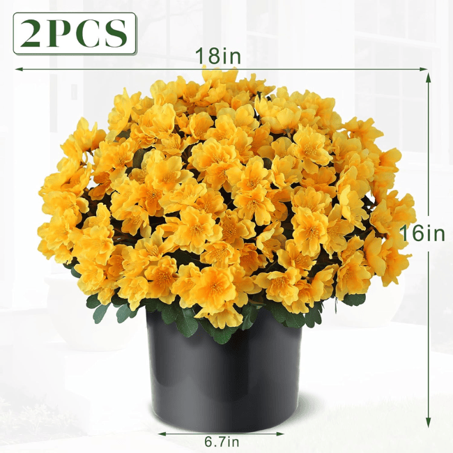 16" Artificial Camellia Topiary Ball Trees (2-Pack) – UV-Resistant Silk Blooms
