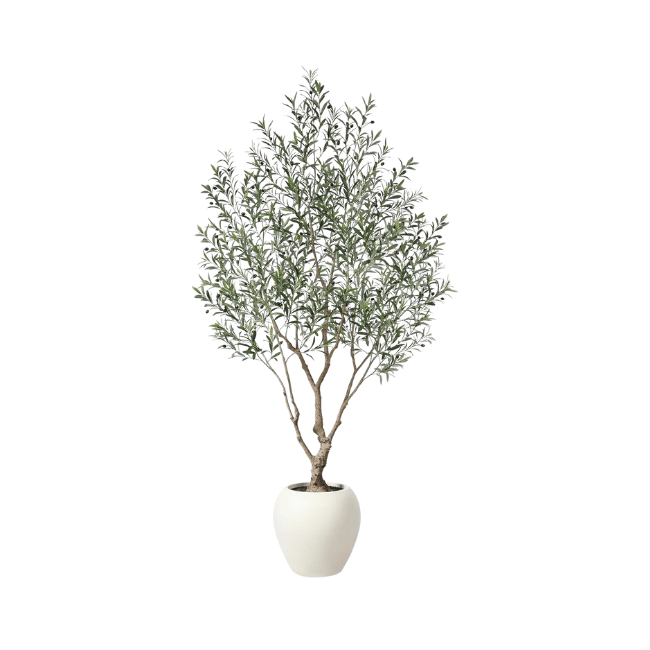 Artificial Olive Tree Indoor, 8FT Faux Olive Tree with Artisan Round Planter