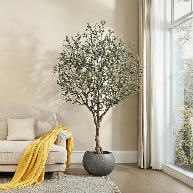 Artificial Olive Tree 7FT Tall Faux Olive Tree with Lifelike Fruits