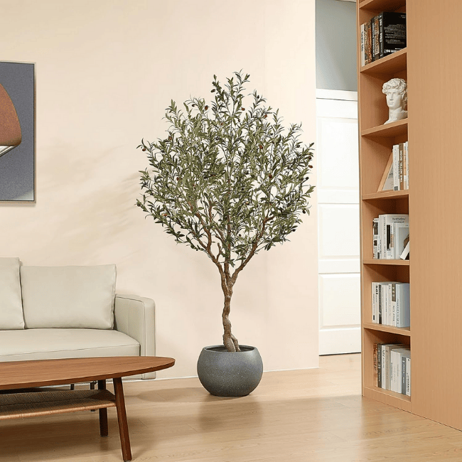 Artificial Olive Tree 7FT Tall Faux Olive Tree with Lifelike Fruits