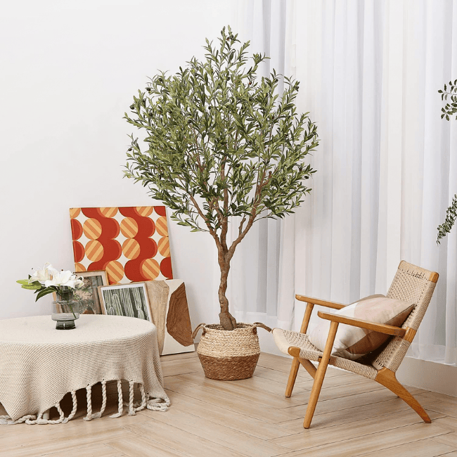 Artificial Olive Tree 7FT Tall Faux Olive Tree with Lifelike Fruits