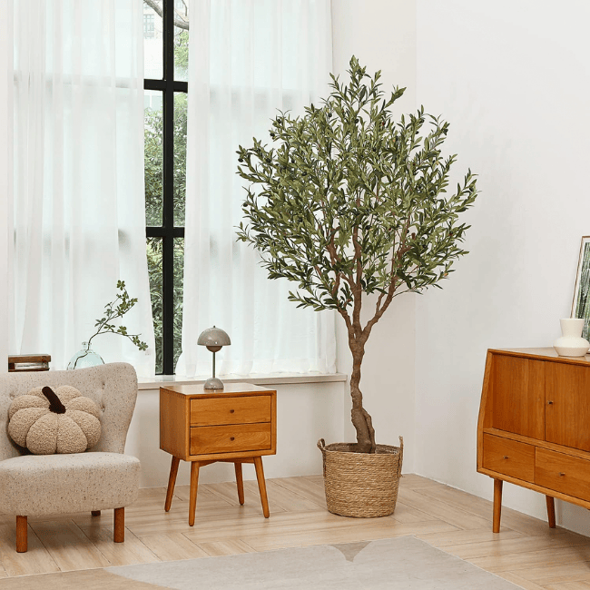 Artificial Olive Tree 7FT Tall Faux Olive Tree with Lifelike Fruits