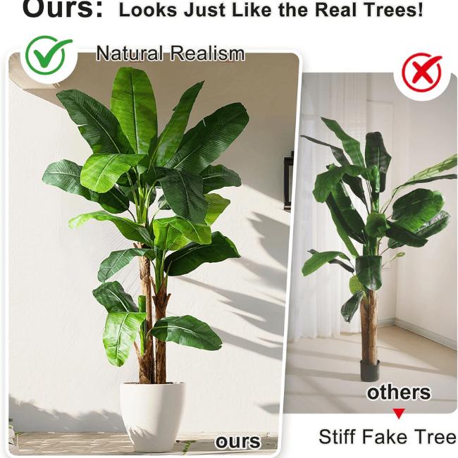 Artificial Banana Tree 7.2FT Tall Faux Tropical Banana Palm with Realistic Leaves