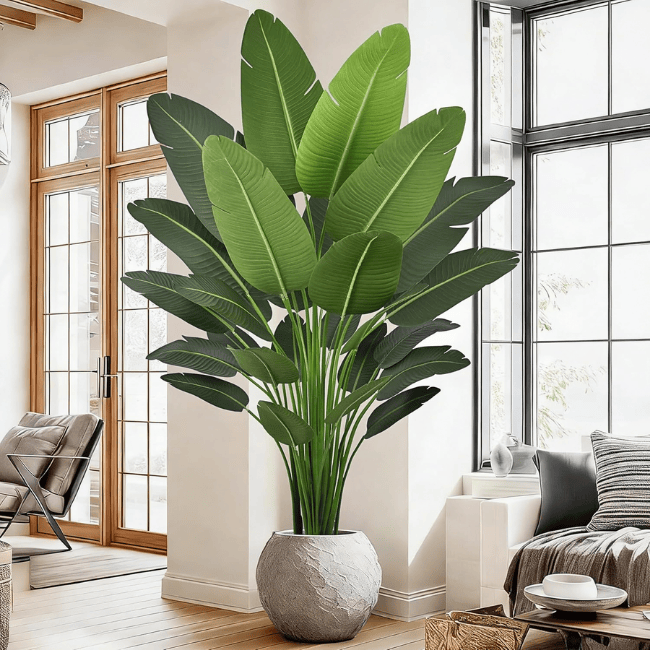 Artificial Bird of Paradise Tree 7FT Tall, Deluxe Faux Tropical Banana Plant with 28 Realistic Leaves