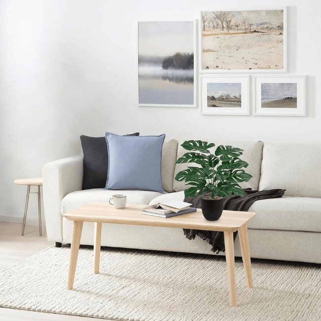 Artificial Monstera Plant with Black Pot, 14.9-Inch Tall Fake Greenery