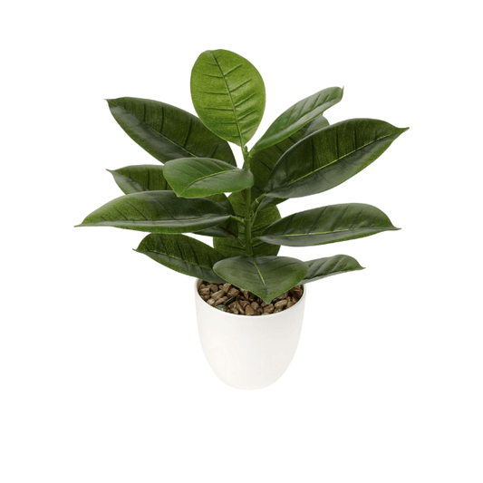 18-Inch Artificial Fiddle Leaf Fig Plant in White Pot