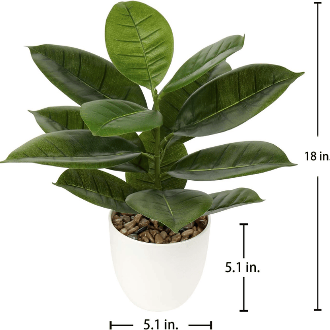 18-Inch Artificial Fiddle Leaf Fig Plant in White Pot