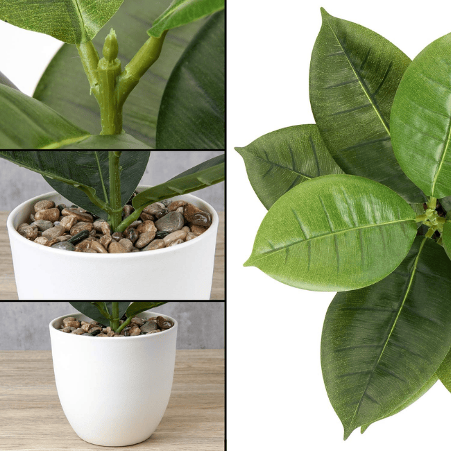 18-Inch Artificial Fiddle Leaf Fig Plant in White Pot