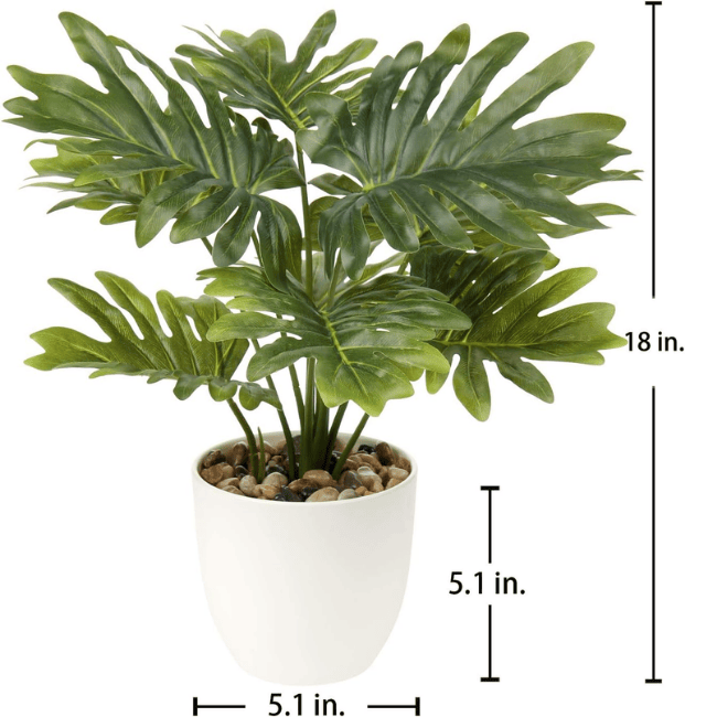 18-Inch Artificial Monstera Plant in White Pot