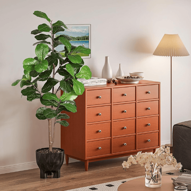 6FT Artificial Fiddle Leaf Fig Tree – Faux Ficus Lyrata in Pot for Indoor