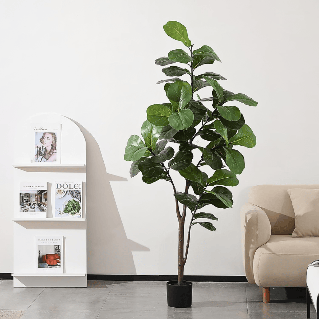 6FT Artificial Fiddle Leaf Fig Tree – Faux Ficus Lyrata in Pot for Indoor