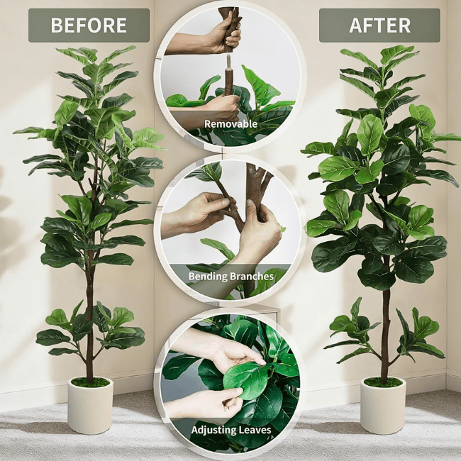 5FT Artificial Fiddle Leaf Fig Tree with White Planter