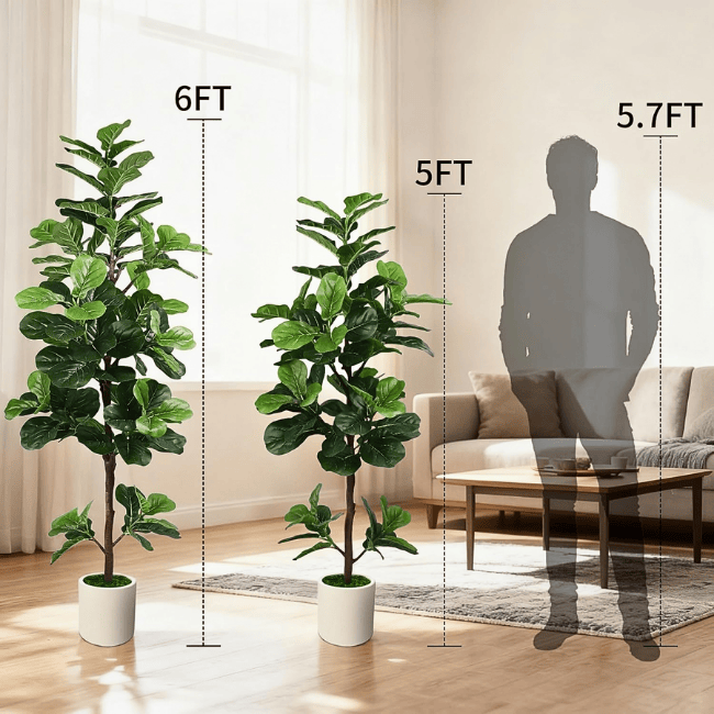 5FT Artificial Fiddle Leaf Fig Tree with White Planter