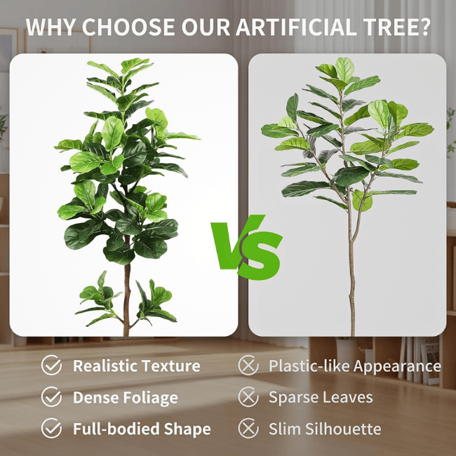 5FT Artificial Fiddle Leaf Fig Tree with White Planter