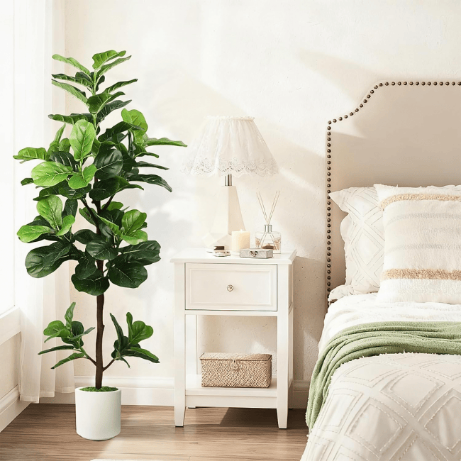 5FT Artificial Fiddle Leaf Fig Tree with White Planter