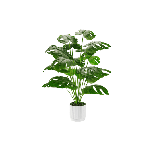 28" Artificial Monstera Deliciosa Plant – Realistic Faux Potted Silk Tree in White Planter