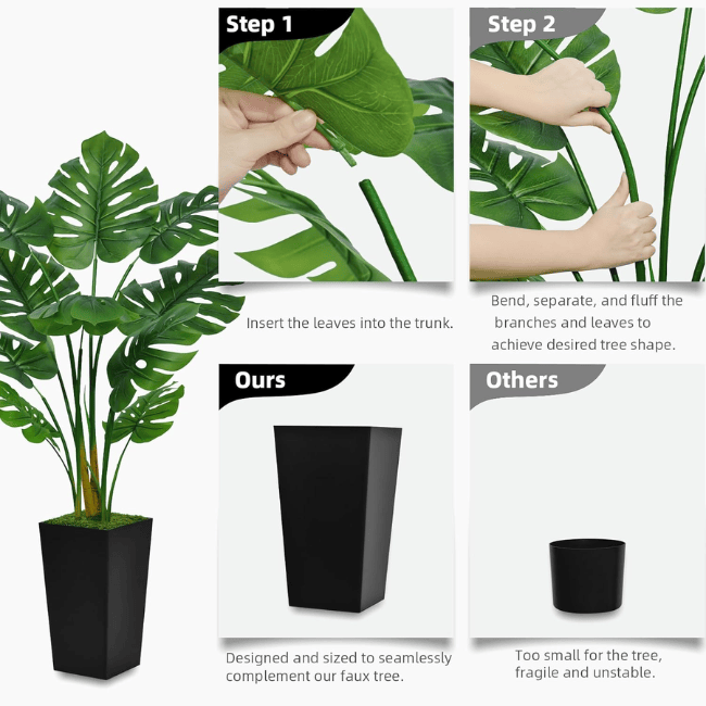 5FT Artificial Monstera Deliciosa Tree – Large Realistic Swiss Cheese Floor Plant