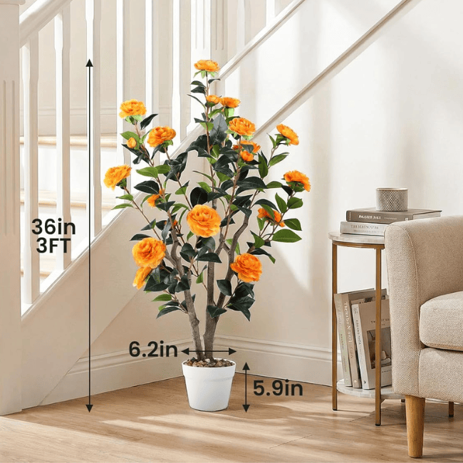Artificial Camellia Flowering Tree (2-Pack) – Realistic Silk Blooms & Lush Greenery