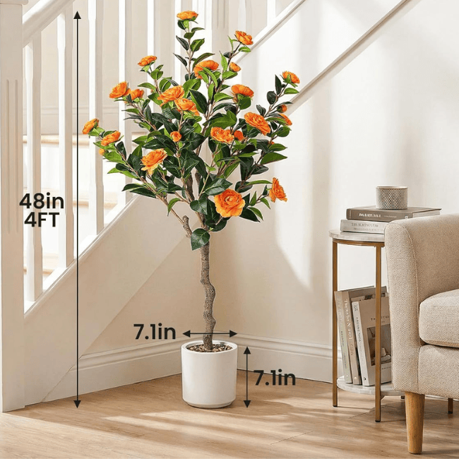 Artificial Camellia Flowering Tree (2-Pack) – Realistic Silk Blooms & Lush Greenery