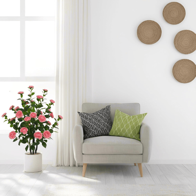 Artificial Camellia Flowering Tree – Vibrant Silk-Style Blooms & Lush Foliage