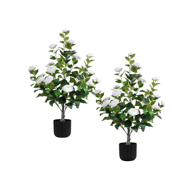 2-Pack Artificial Camellia Trees – 35" Real-Touch Flowering Plants