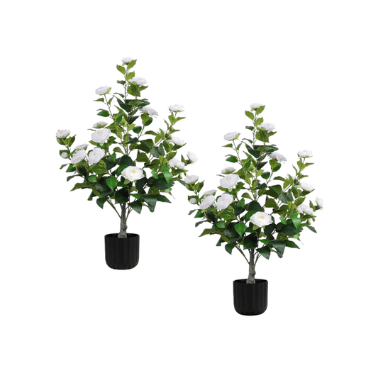 2-Pack Artificial Camellia Trees – 35" Real-Touch Flowering Plants