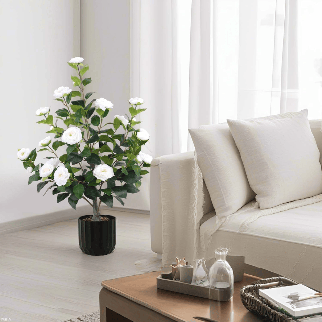 2-Pack Artificial Camellia Trees – 35" Real-Touch Flowering Plants