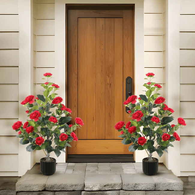 2-Pack Artificial Camellia Trees – 35" Real-Touch Flowering Plants