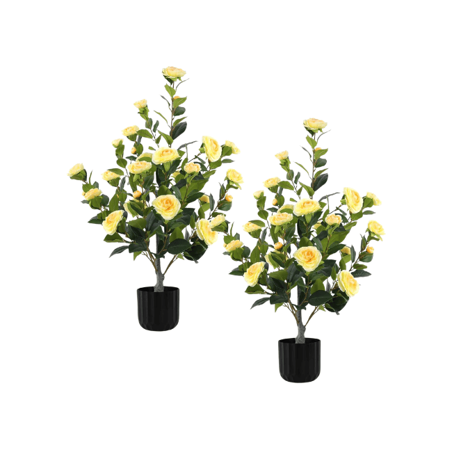 2-Pack Artificial Camellia Trees – 35" Real-Touch Flowering Plants