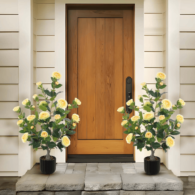 2-Pack Artificial Camellia Trees – 35" Real-Touch Flowering Plants
