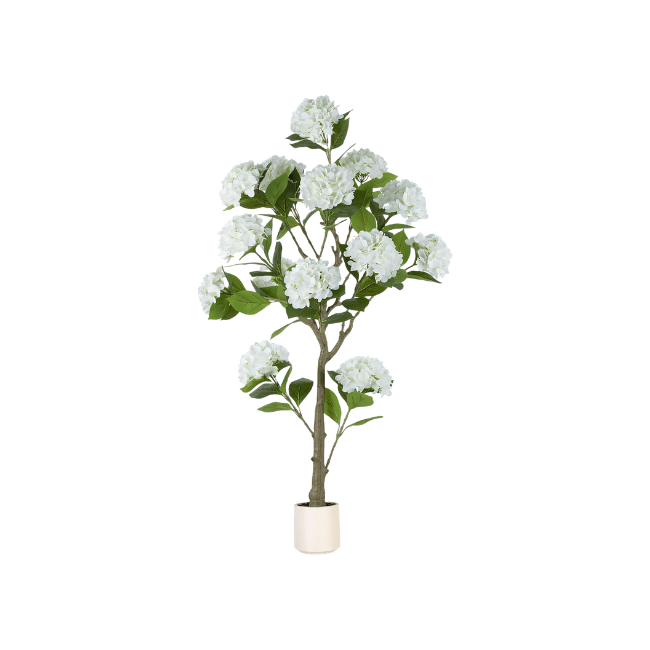 5FT White Hydrangea Artificial Tree – Real-Touch Silk Floral Design