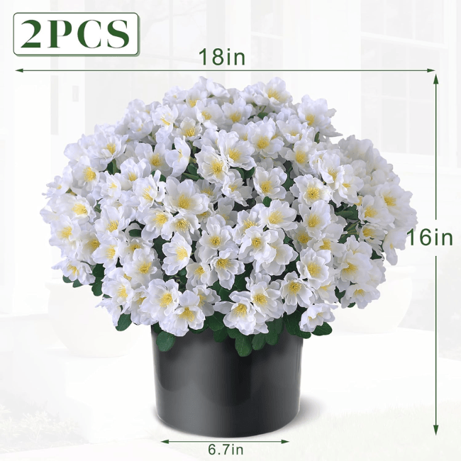 16" Artificial Camellia Topiary Ball Trees (2-Pack) – UV-Resistant Silk Blooms