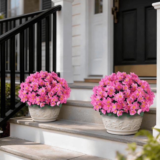 16" Artificial Camellia Topiary Ball Trees (2-Pack) – UV-Resistant Silk Blooms