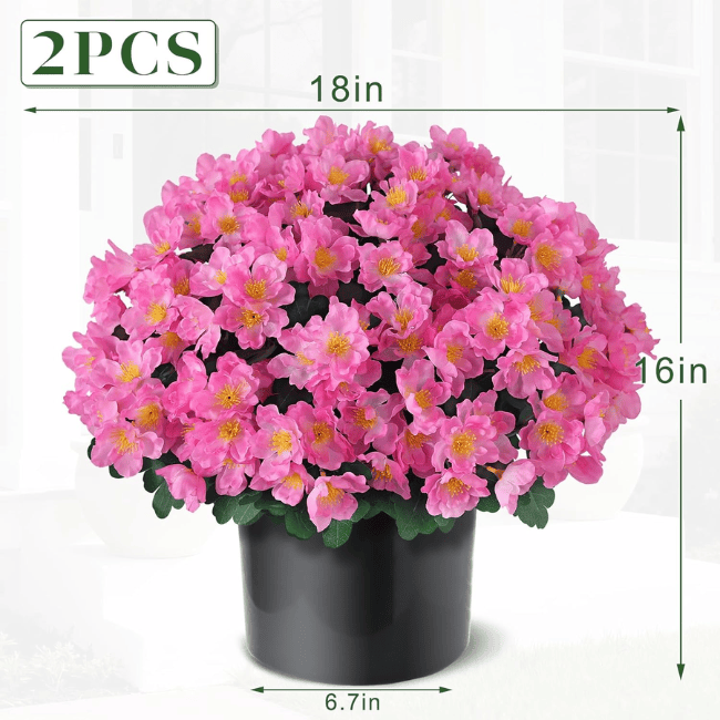 16" Artificial Camellia Topiary Ball Trees (2-Pack) – UV-Resistant Silk Blooms