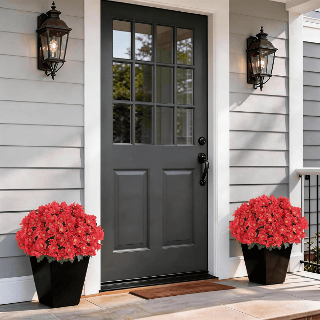 16" Artificial Camellia Topiary Ball Trees (2-Pack) – UV-Resistant Silk Blooms