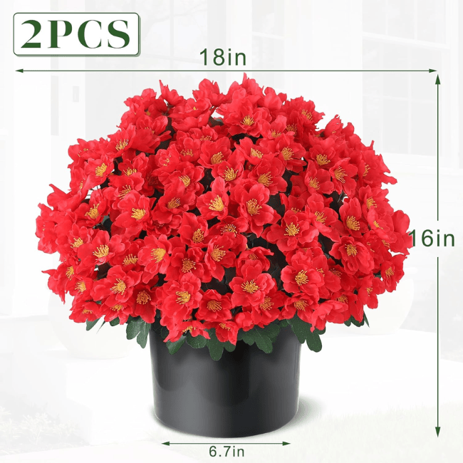 16" Artificial Camellia Topiary Ball Trees (2-Pack) – UV-Resistant Silk Blooms