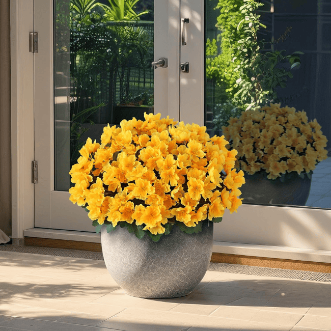 16" Artificial Camellia Topiary Ball Trees (2-Pack) – UV-Resistant Silk Blooms