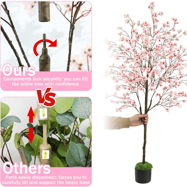 Cherry Blossom Artificial Tree – Real-Trunk Sakura Design