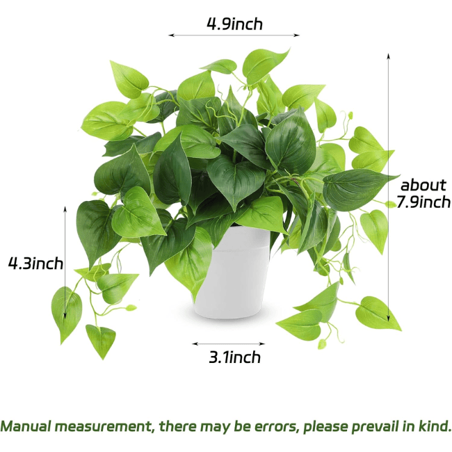 Artificial Potted Pothos – Realistic Green Foliage with Minimalist White Planter