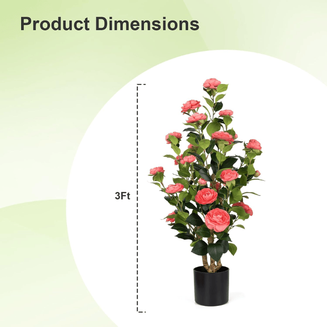 2-Pack 3FT Artificial Camellia Trees – Realistic Faux Camellia Plants