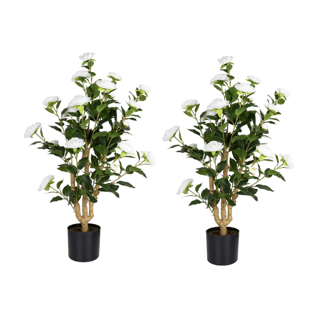 2-Pack 3FT Artificial Camellia Trees – Realistic Faux Camellia Plants